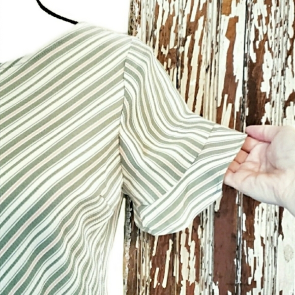 Monteau Crop Top Green And Cream Striped Size M - Picture 4 of 11